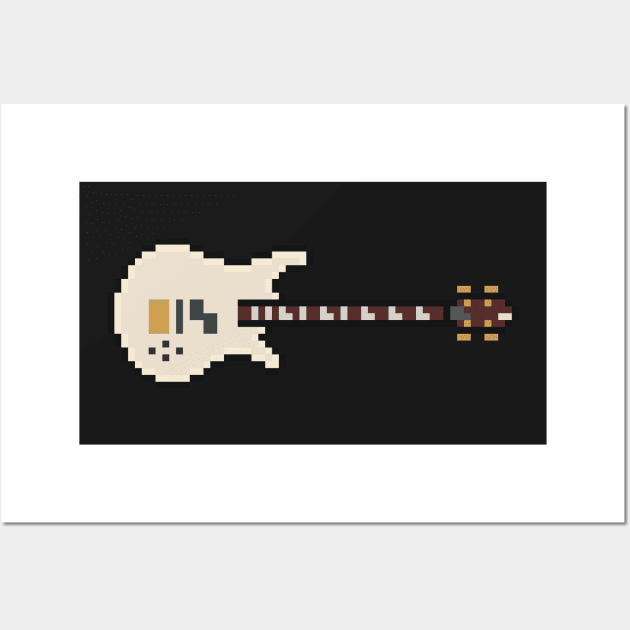 Pixel White Euro Style Bass Guitar Wall Art by gkillerb